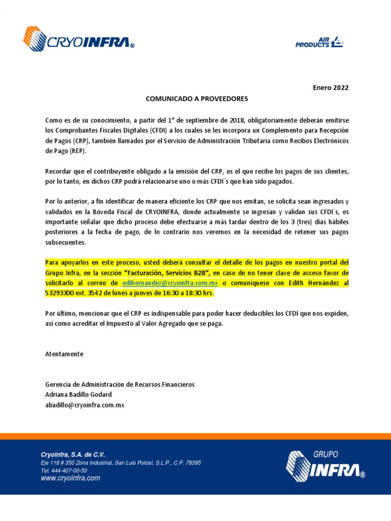 Comunicado A Proveedores | PDF