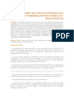 Comprensión de Textos Expositivos: Consideraciones Teóricas y Pedagógicas