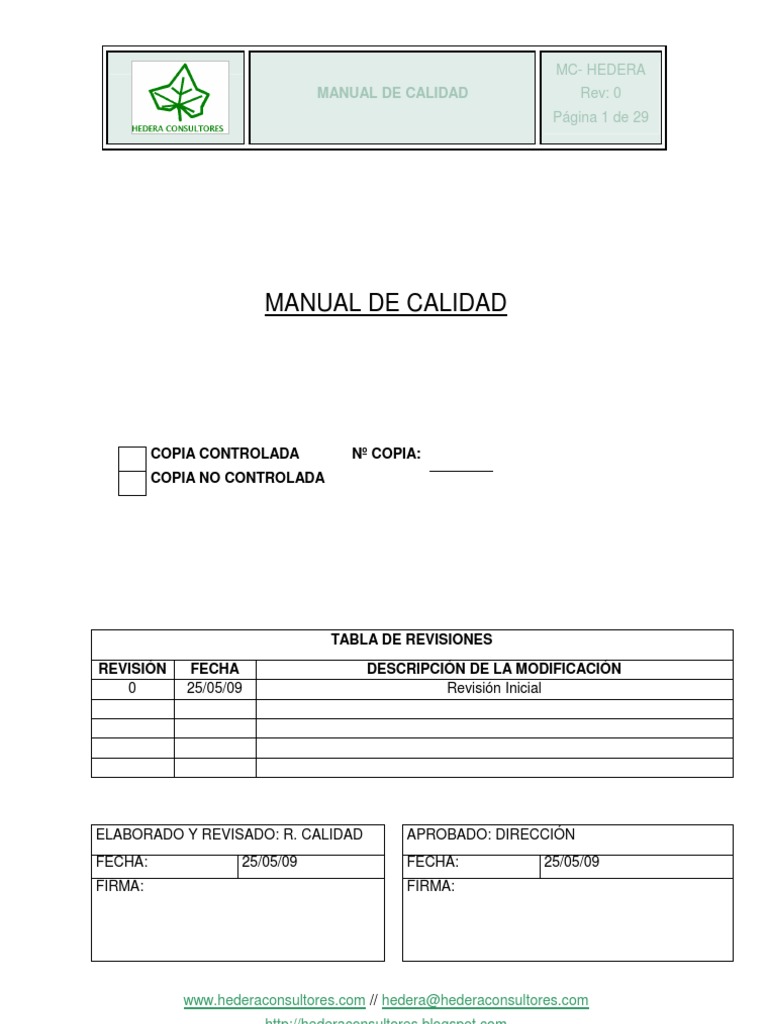Ejemplo Manual de Calidad ISO 9001 | Descargar gratis PDF | Sistema de ...