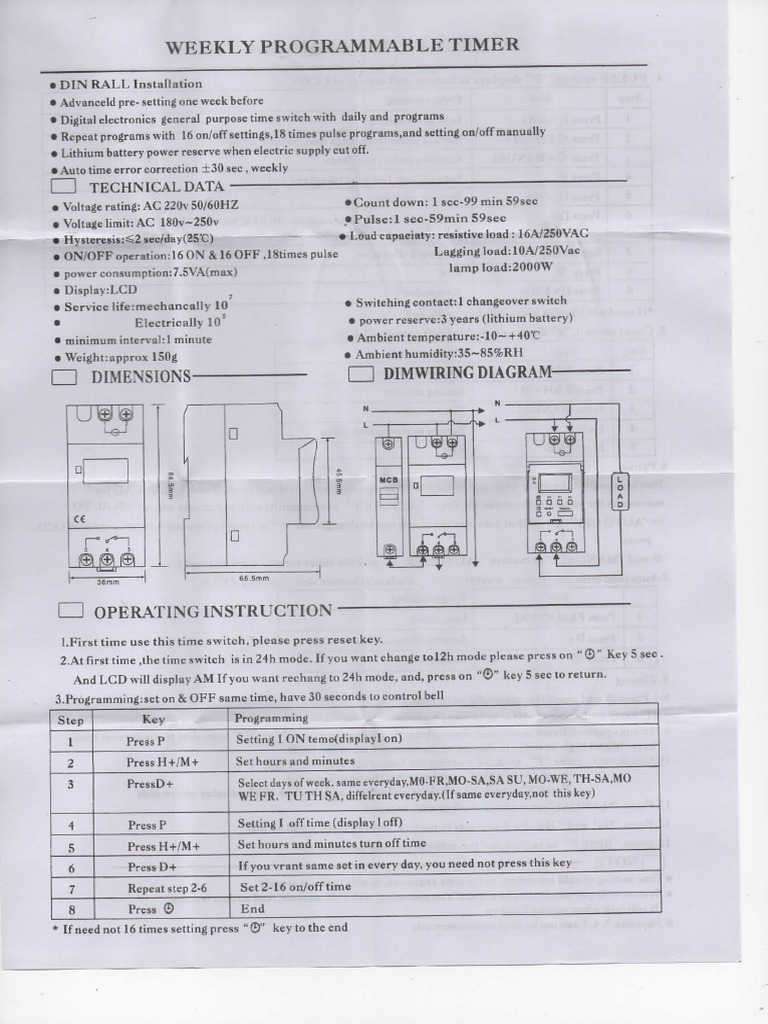 THC15A Manual Digital Switch Timer | PDF