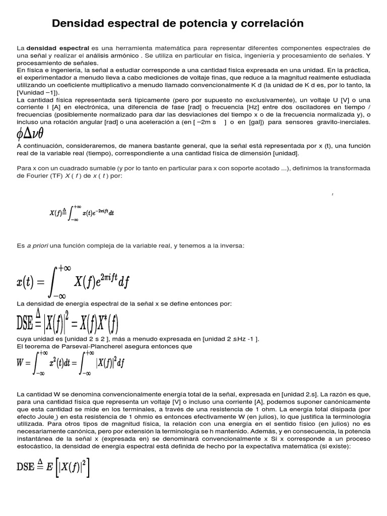 Densidad Espectral de Potencia y Análisis | PDF | Densidad espectral ...