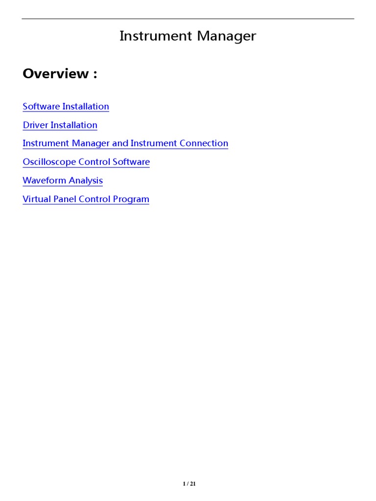 Instrument Manager Software Manual PDF Device Driver Cursor (User