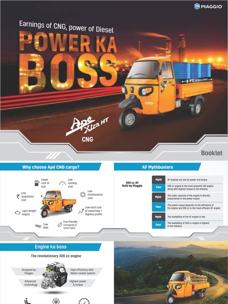 Piaggio Ape Xtra LDX CNG Overview | PDF | Engines | Transmission ...