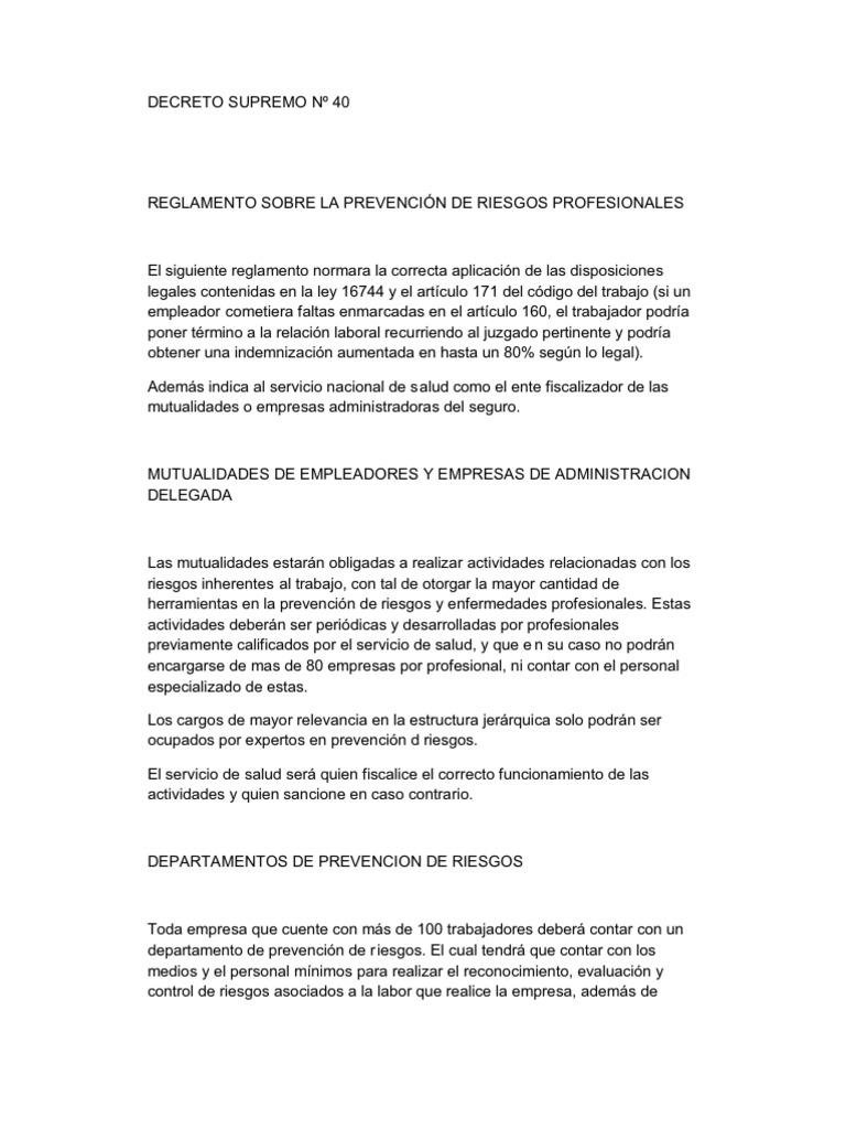 Resumen Decreto 40 | PDF