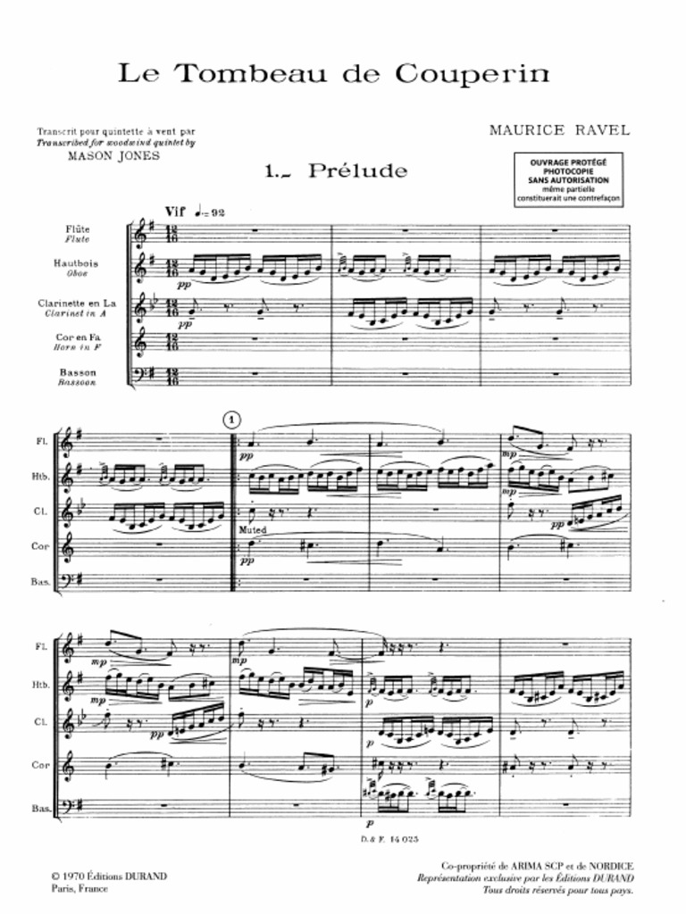 Ravel Le Tombeau de Couperin PA PDF