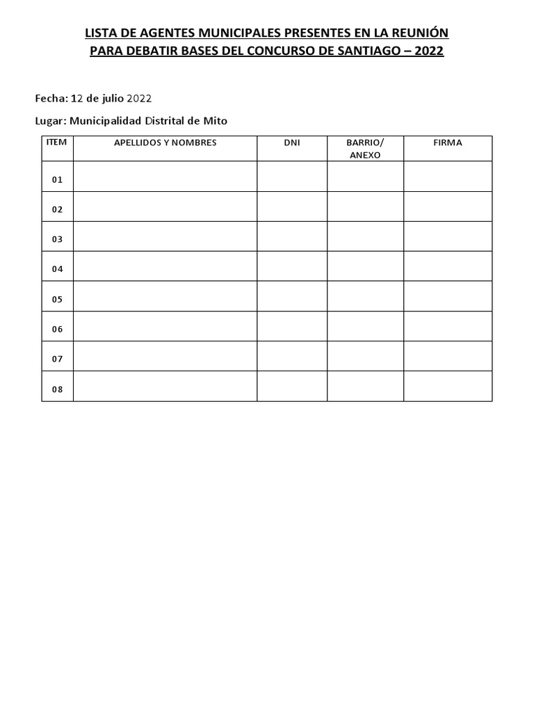 Lista Formato | PDF