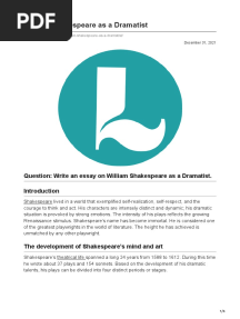 William Shakespeare As A Dramatist
