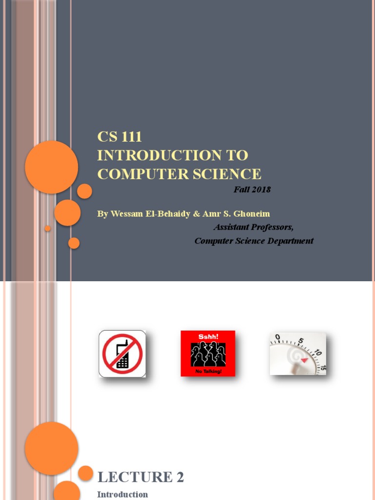CS 111 Introduction To Computer Science: by Wessam El-Behaidy & Amr S ...