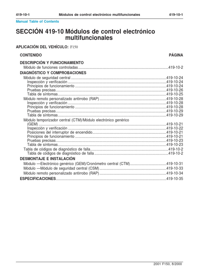 Módulos de Control Electrónico F150 | PDF | Sistema de freno ...