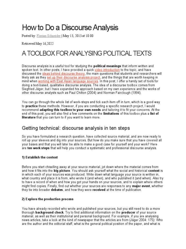 Discourse Analysis: A Practical Guide | PDF | Discourse | Verb