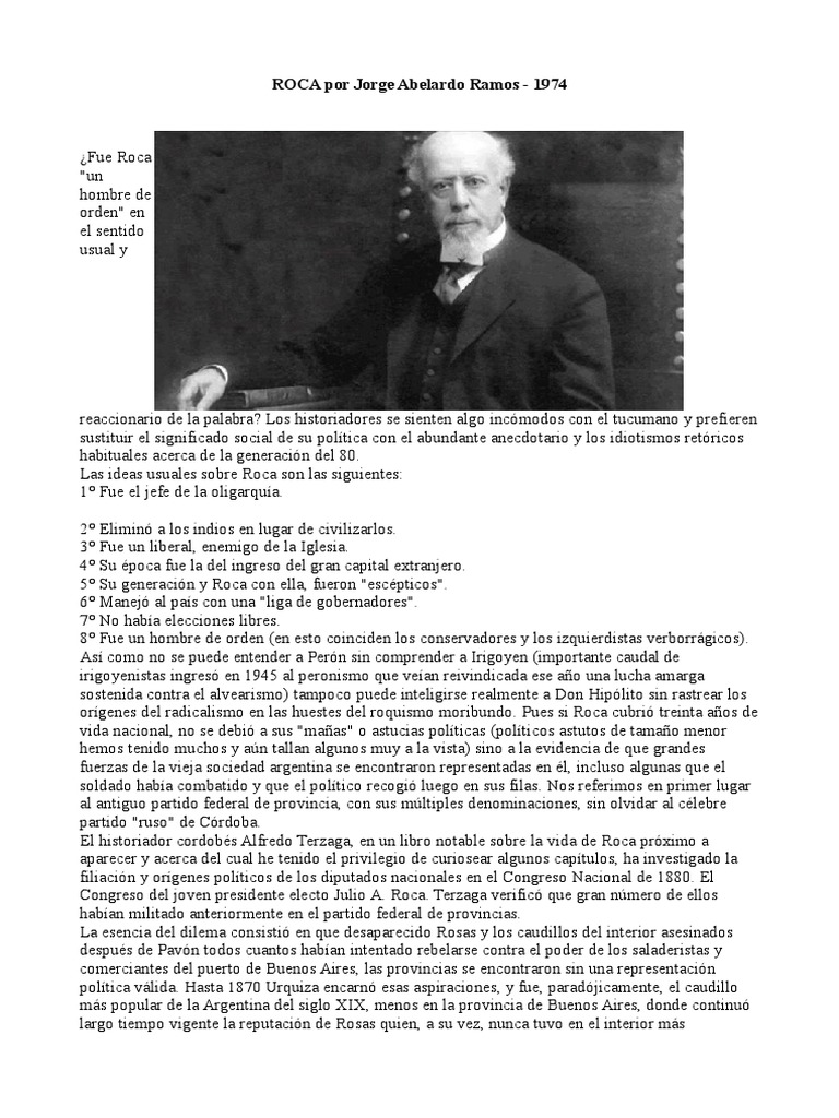 Roca: Análisis de su legado político | PDF | Buenos Aires | Argentina