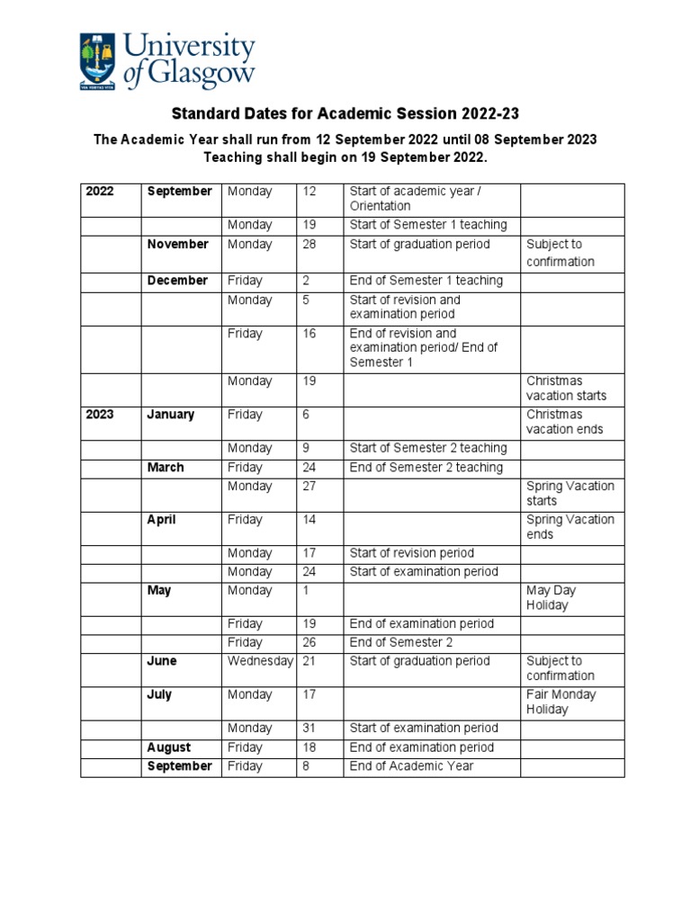 Academic Calendar UofG | PDF | Academic Term | Holidays