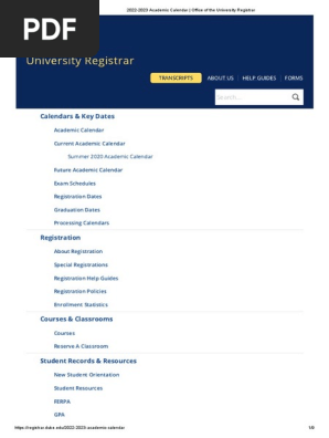 2022-2023 Academic Calendar University Duke | PDF | Academic Term | Academia
