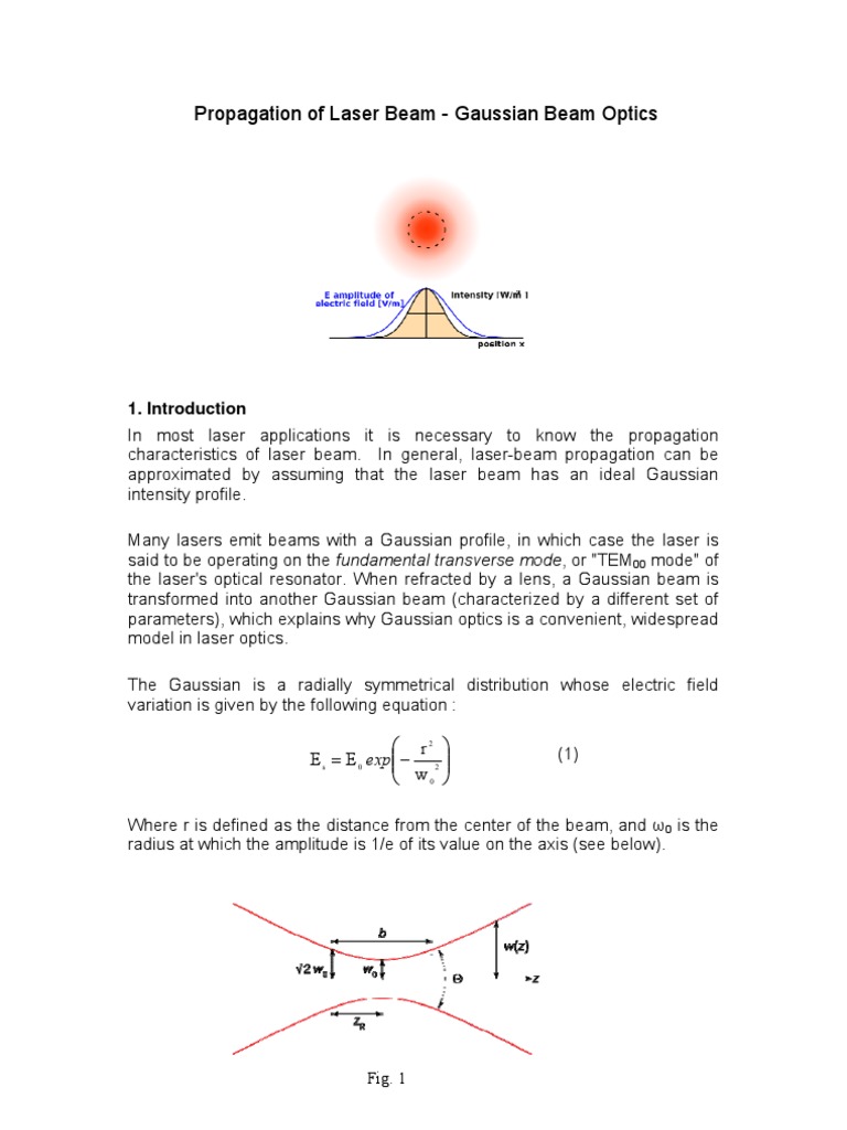 Propagation of Gaussian Beam Optics | PDF | Optics | Electromagnetic ...