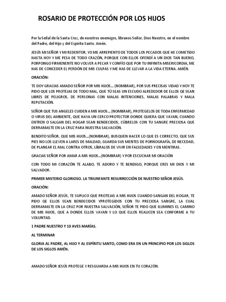 Rosario de Proteccion Por Los Hijos | PDF | María, madre de Jesús | Oración