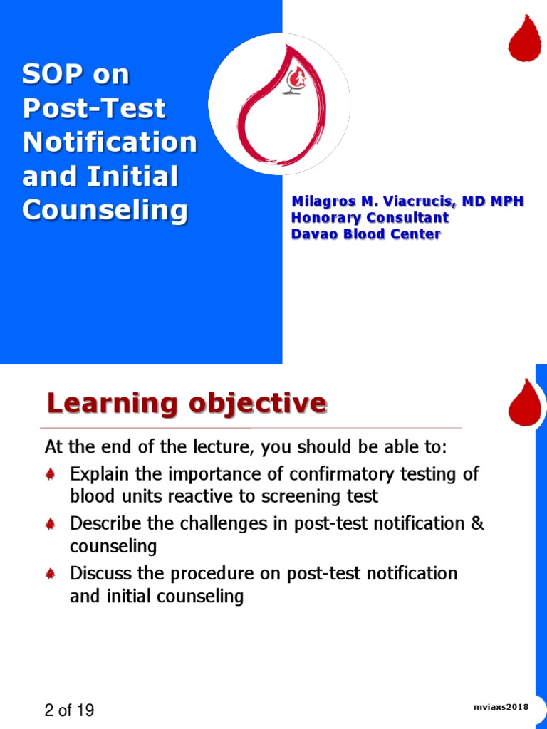 Post-Test Notification and Counseling | PDF | Blood Donation | Blood ...