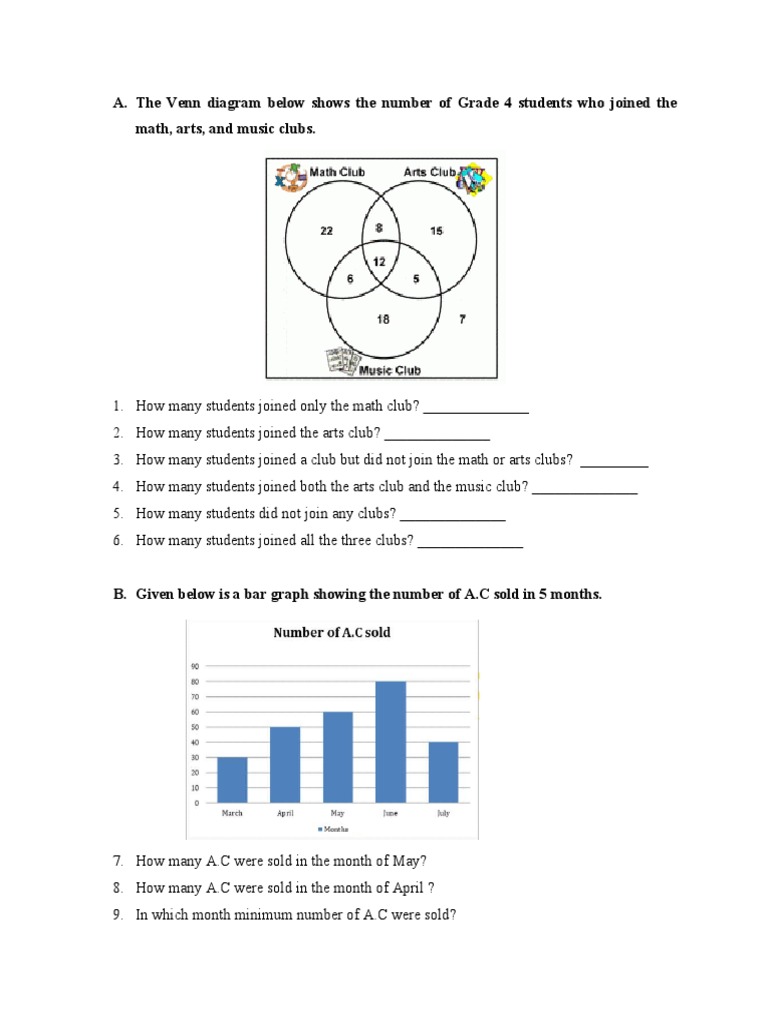 The Venn Diagram Below Shows The Number of Grade 4 Students Who Joined ...