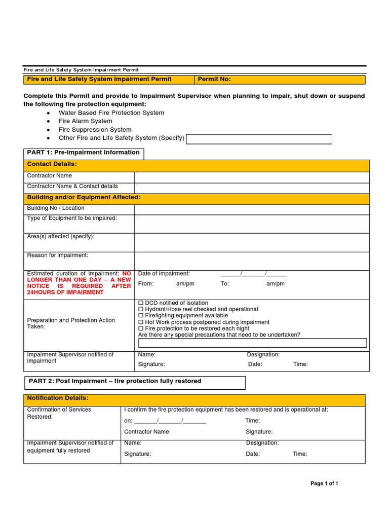 Fire & Life Safety System Impairment Permit Dzone PDF