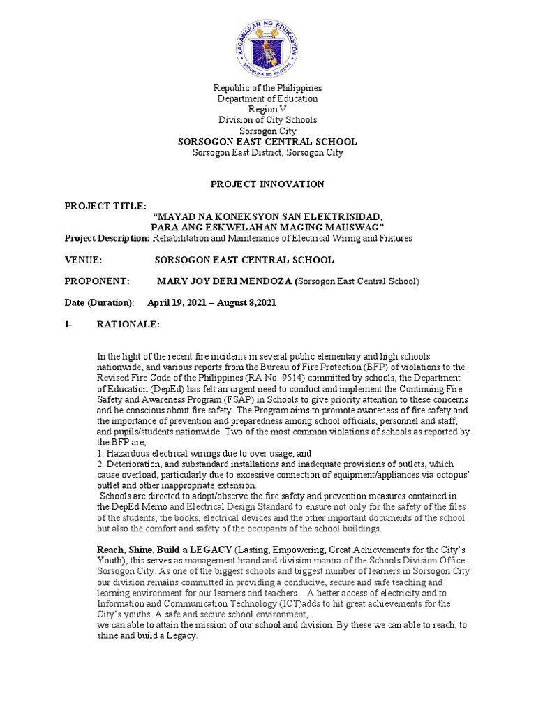 Final Project Proposal On Electrical Wiring | PDF | Electrician | Teachers