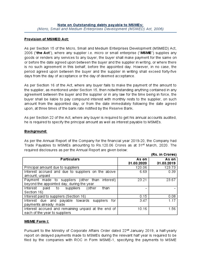 (Micro, Small and Medium Enterprises Development (MSMED) Act, 2006 ...