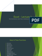 Excel - Lecture 3: Time & Date Functions, Nested If Loops, Miscellaneous Functions