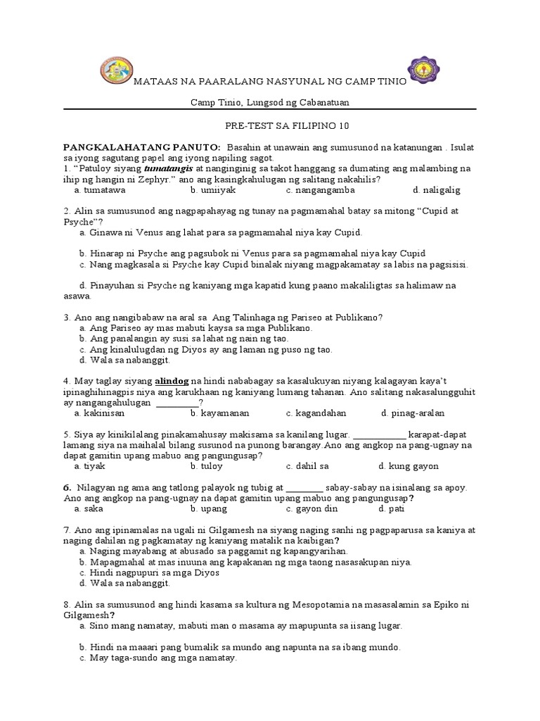 Pre at Post Test | PDF
