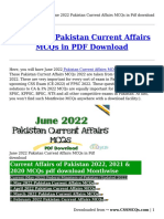 June 2022 Pakistan Current Affairs MCQs in Pdf download