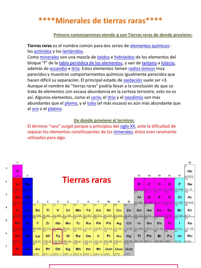 Minerales de Tierras Raras: Guía Esencial | PDF | Elemento de tierras ...