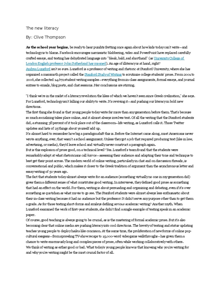 The New Literacy Pdf Literacy Rhetoric