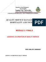 Quality Service Management in Hospitality and Tourism: Taguig City University