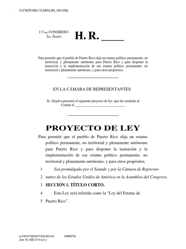 Rraducción Al Español Del Proyecto de Ley Que Regularía Un Plebiscito ...