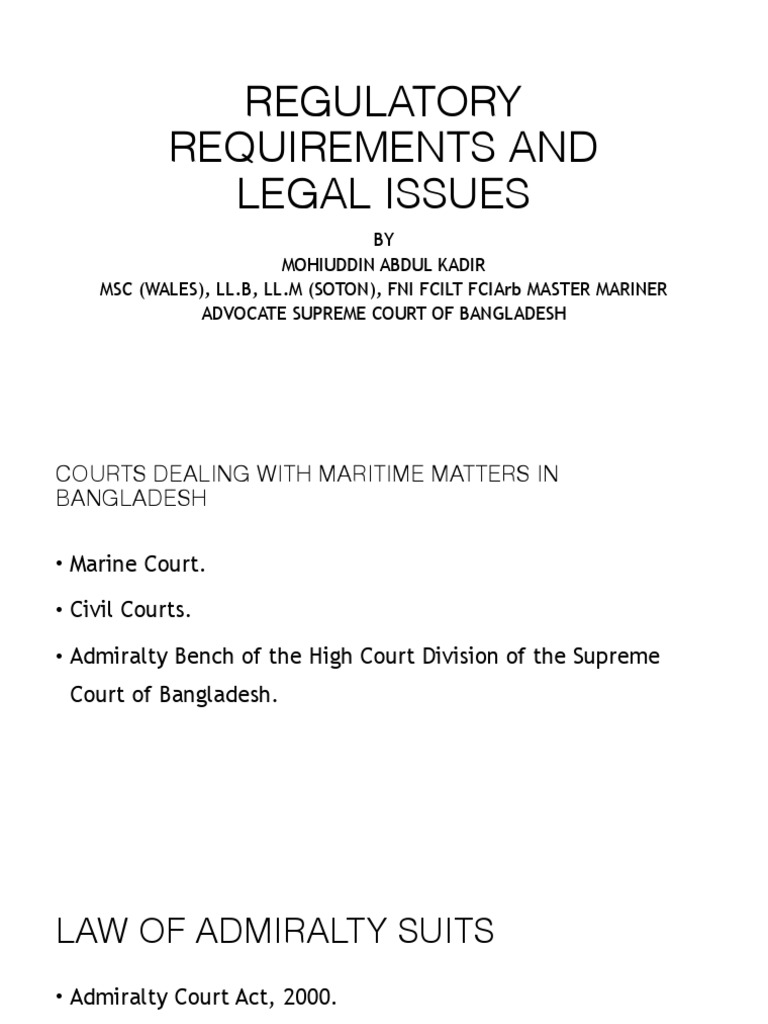 Module 2 Regulatory Requirements and Legal Issues PDF Admiralty Law