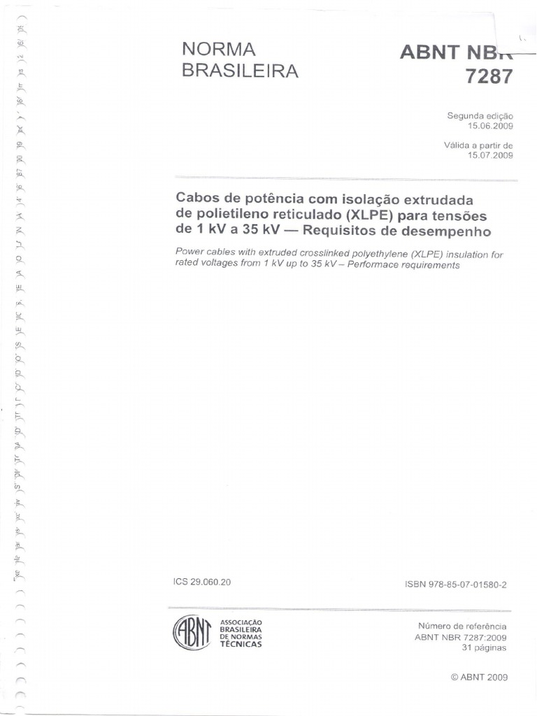 NBR 7287 - Cabos de Potência Com Isolação Estrudada de Polietileno ...