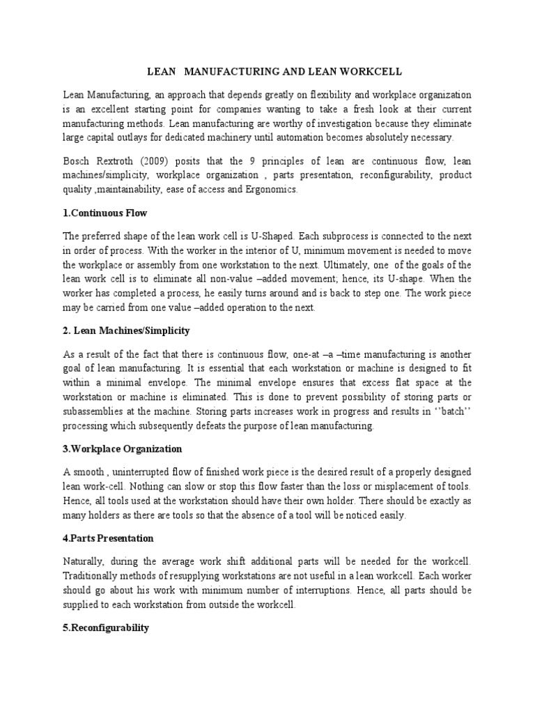 Lean Manufacturing Workcell Principles | PDF | Lean Manufacturing ...