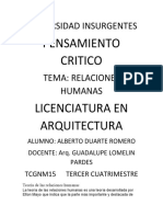 Pensamiento Critico Licenciatura en Arquitectura: Universidad Insurgentes