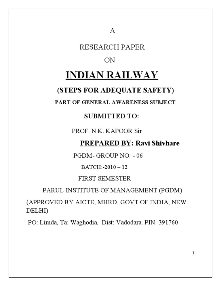 Research On Indian Railway PDF Rail Transport Track Gauge