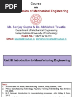 Unit III - Introduction To Manufacturing Engineering