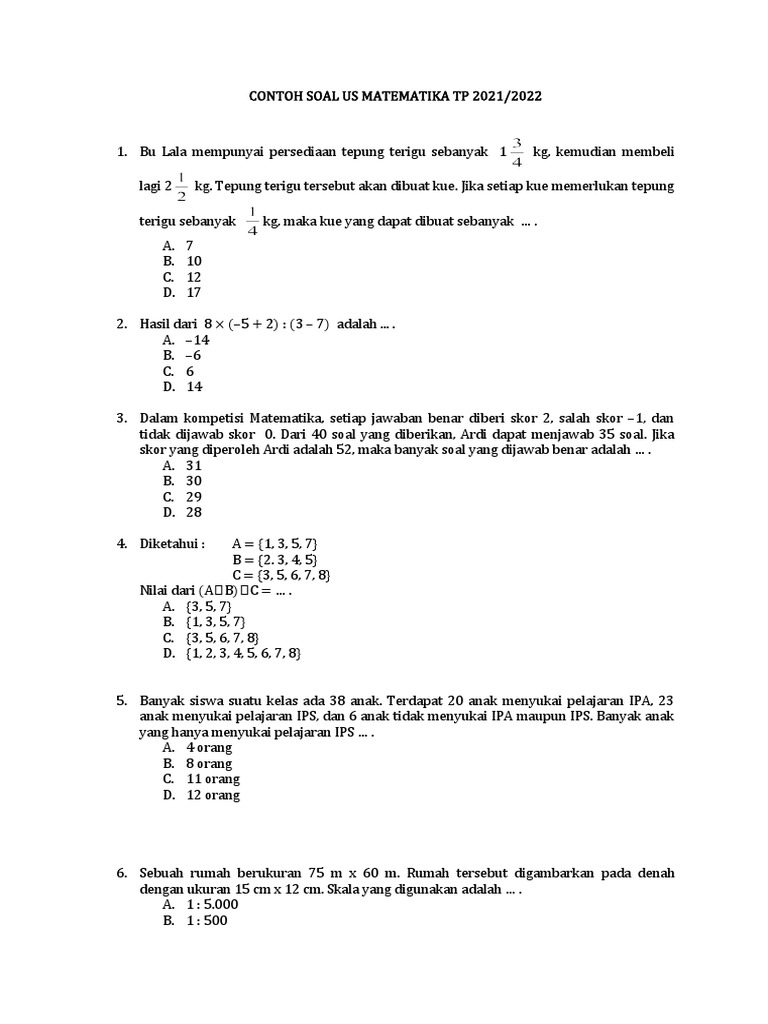 Soal Us Mat 2022 PDF