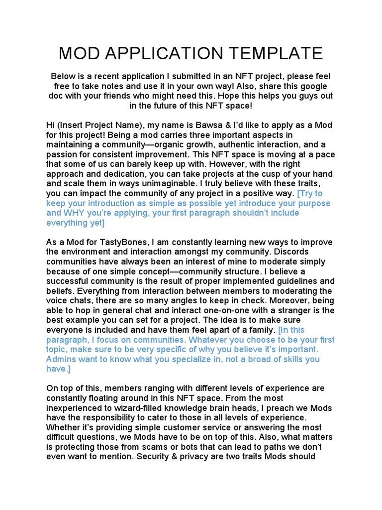 MOD APPLICATION TEMPLATE | PDF | Cognition | Communication