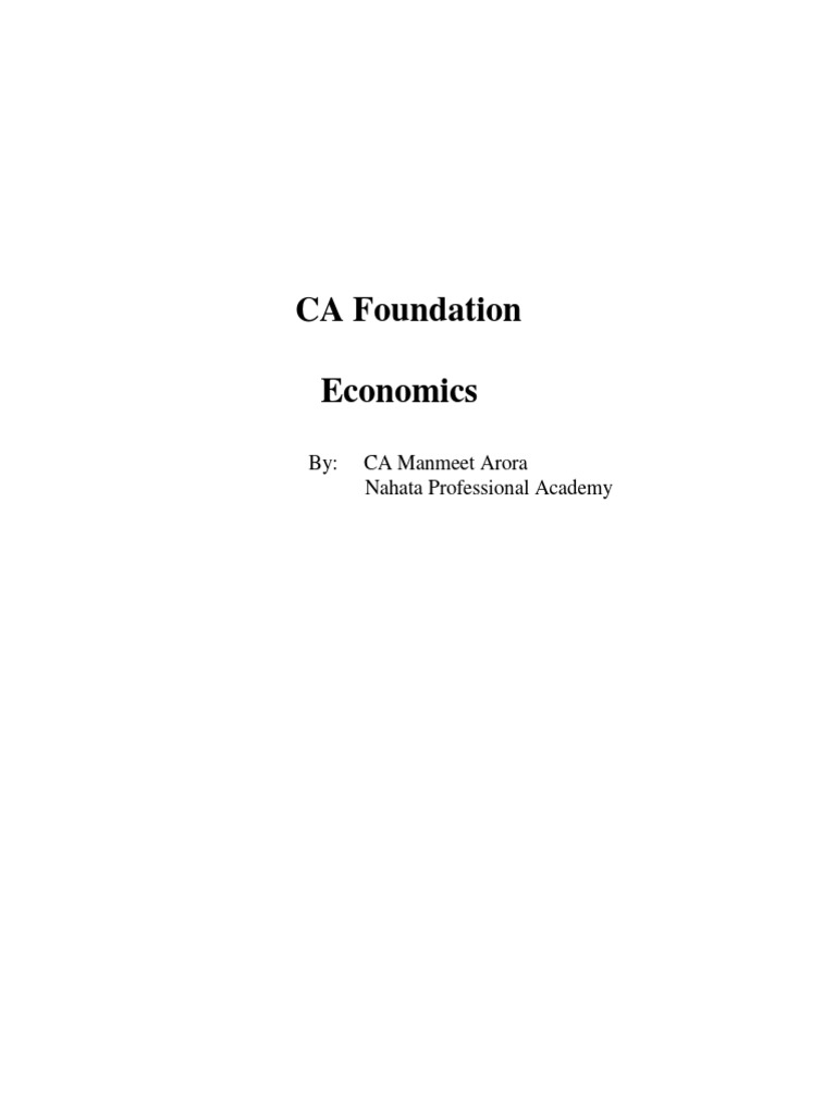 CA Foundation Economics Introduction PDF Economics Capitalism