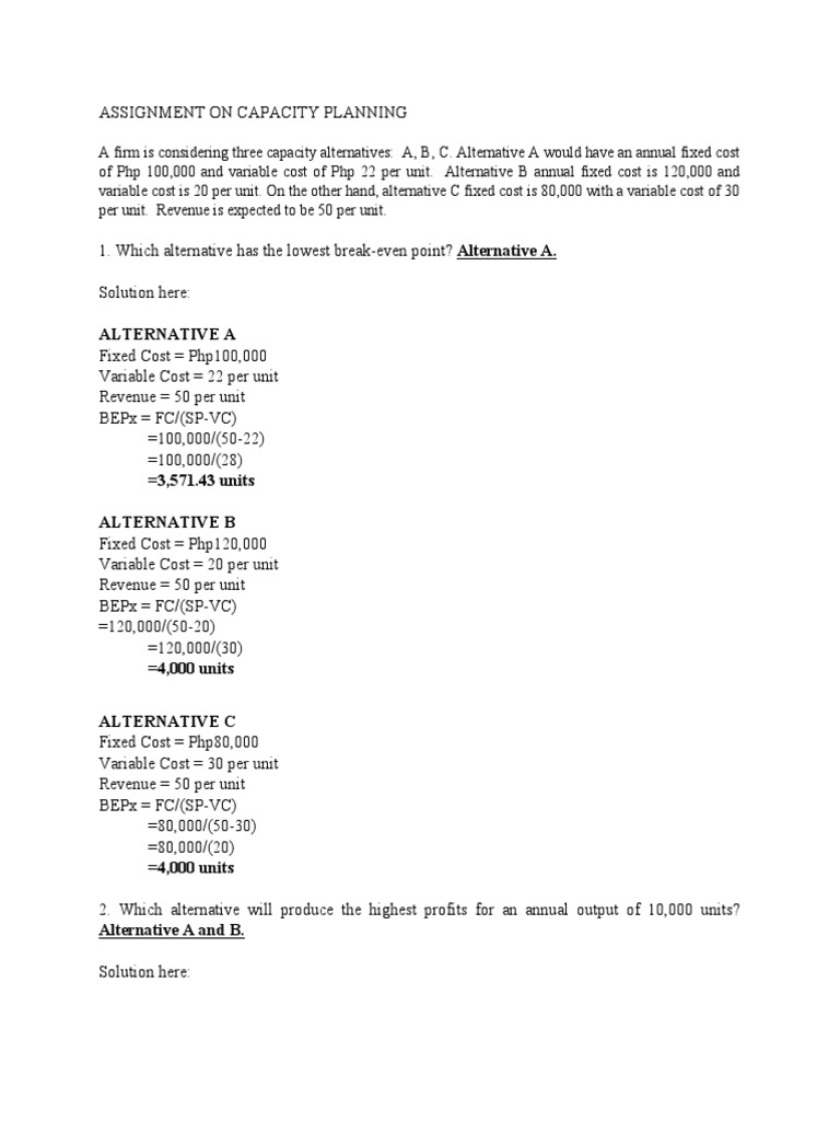 Capacity Planning and Cost Analysis | PDF | Economies | Marketing