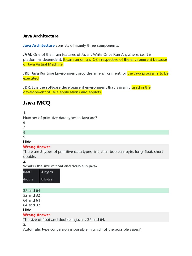 Java MCQ | PDF | Programming | Constructor (Object Oriented Programming)