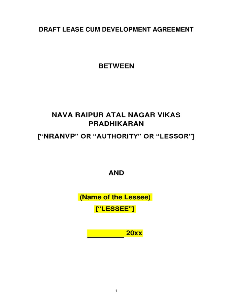 Lease Cum Development Agreement Overview | PDF | Lease | Taxes