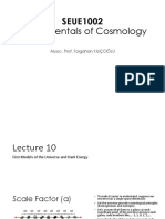 SEUE1002 Fundamentals of Cosmology Lecture 10 First Models of The Universe and Dark Energy