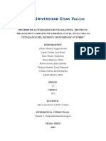 Informe de Actividades Ejecutadas en El Proyecto "Realizando Campañas de Limpieza Con El Apoyo de Los Ciudadanos Del Distrito Veintiséis de Octubre"