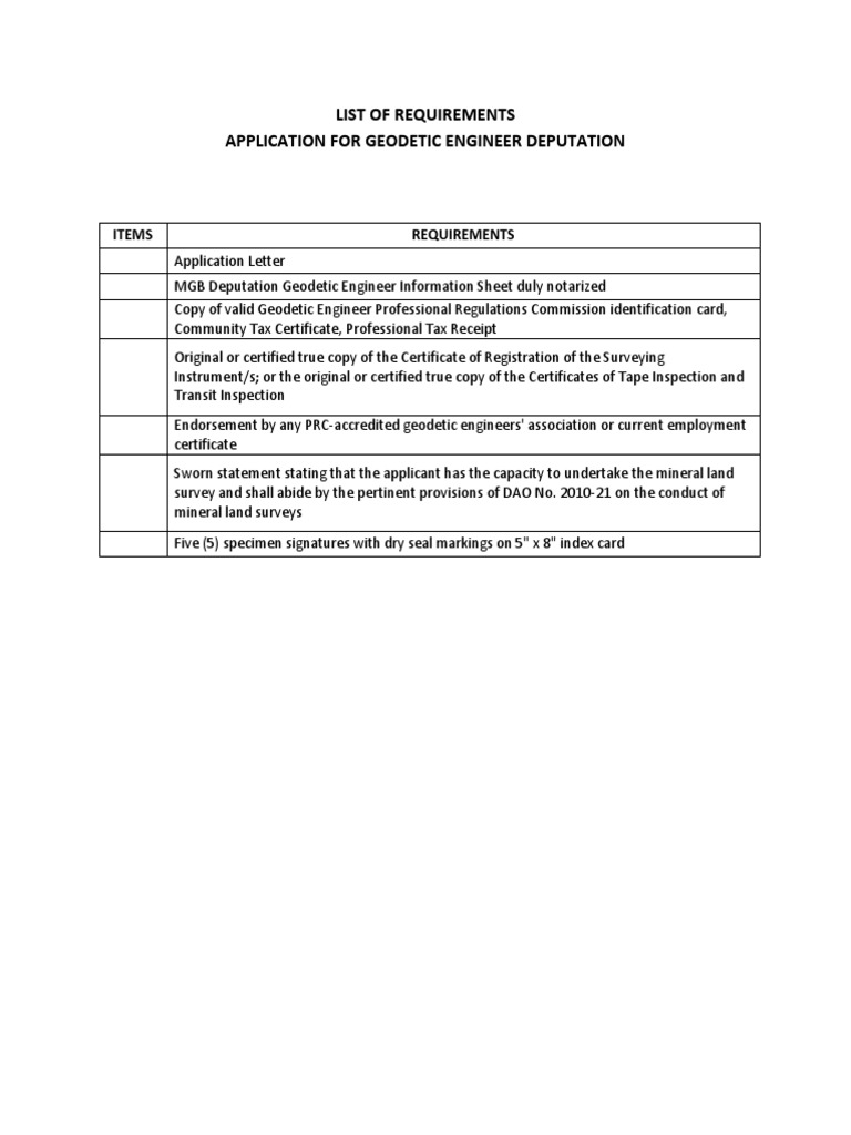 Geodetic Engineer Deputation Requirements | PDF | Computers ...