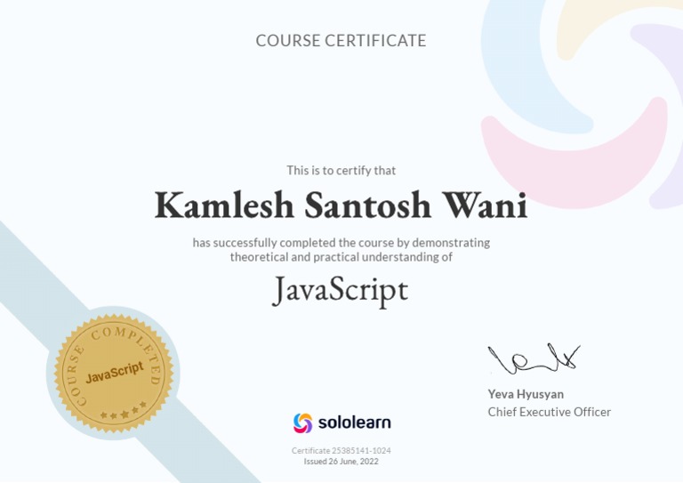 Java Script Certificate PDF