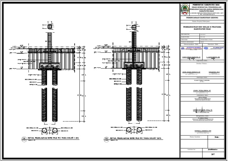 Detail Pondasi Bore Pile RSU Nias | PDF