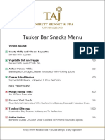 Tusker Bar Snacks Menu: Corbett Resort & Spa