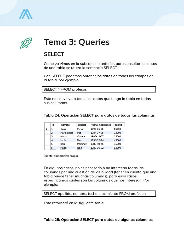 Consultas SQL básicas con SELECT | PDF | SQL | Software